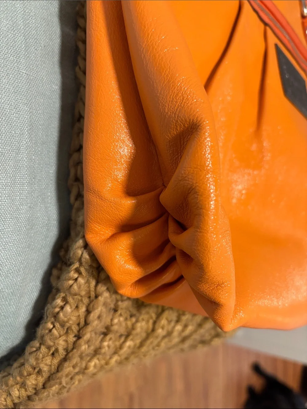 Coach Poppy Glam Bright Orange Shoulder Tote with Front Zip Pocket